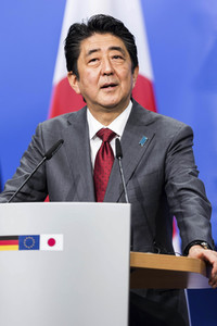 Pressekonferenz von Angela Merkel und Shinzo Abe in Hannover