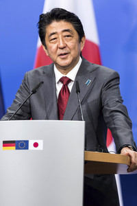 Pressekonferenz von Angela Merkel und Shinzo Abe in Hannover
