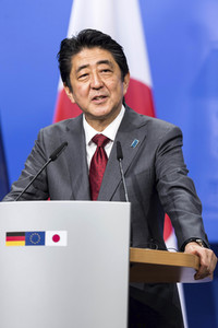 Pressekonferenz von Angela Merkel und Shinzo Abe in Hannover