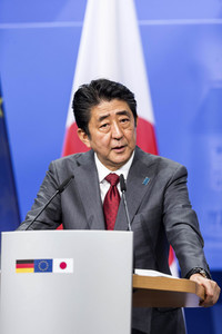 Pressekonferenz von Angela Merkel und Shinzo Abe in Hannover