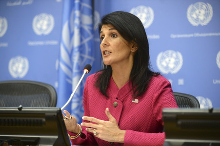 Pressekonferenz von Nikki Haley bei der UN in New York