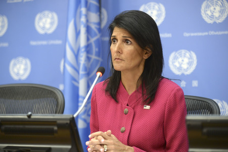 Pressekonferenz von Nikki Haley bei der UN in New York