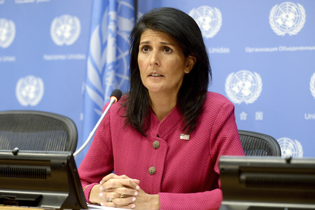 Pressekonferenz von Nikki Haley bei der UN in New York