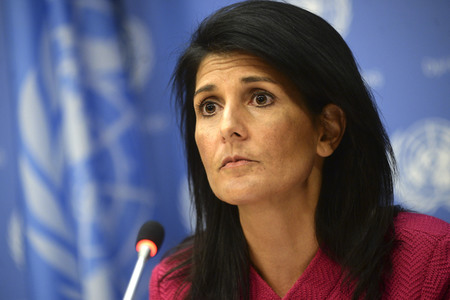 Pressekonferenz von Nikki Haley bei der UN in New York