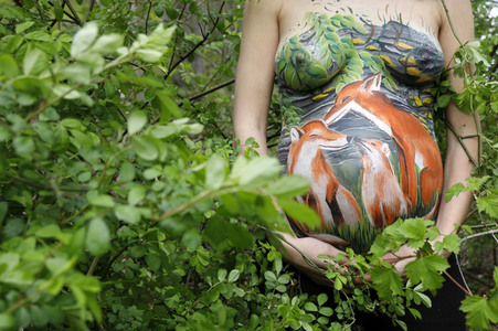 Fuchsfamilie / Fox Family Bodypainting