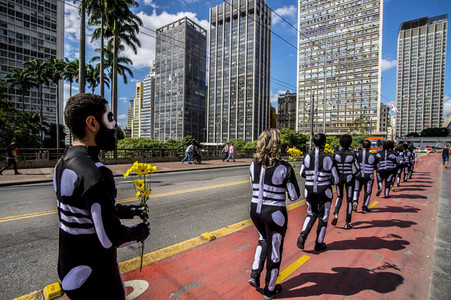 Demonstration gegen Sparmaßnahmen im Kulturbereich in Sao Paulo