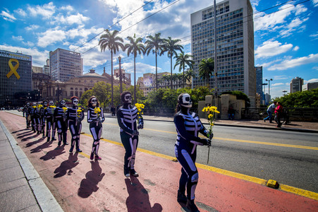 Demonstration gegen Sparmaßnahmen im Kulturbereich in Sao Paulo