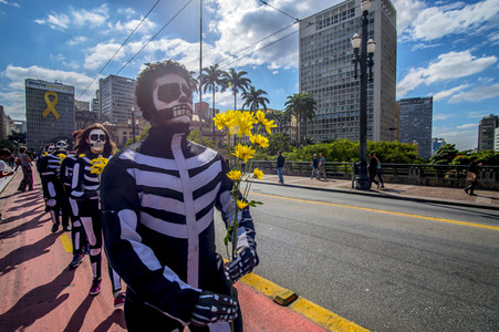 Demonstration gegen Sparmaßnahmen im Kulturbereich in Sao Paulo