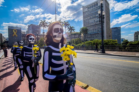 Demonstration gegen Sparmaßnahmen im Kulturbereich in Sao Paulo