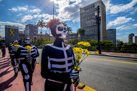 Demonstration gegen Sparmaßnahmen im Kulturbereich in Sao Paulo