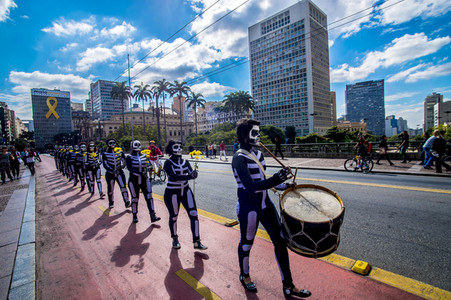 Demonstration gegen Sparmaßnahmen im Kulturbereich in Sao Paulo