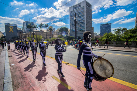 Demonstration gegen Sparmaßnahmen im Kulturbereich in Sao Paulo