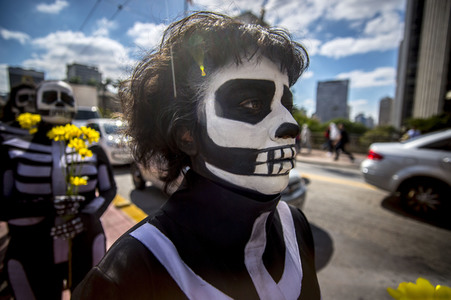 Demonstration gegen Sparmaßnahmen im Kulturbereich in Sao Paulo