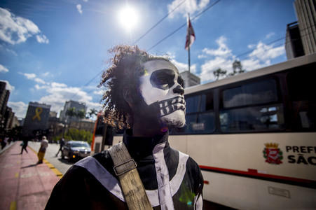 Demonstration gegen Sparmaßnahmen im Kulturbereich in Sao Paulo