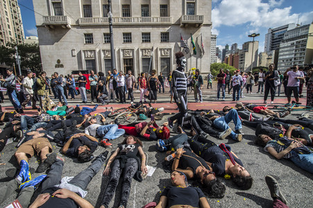 Demonstration gegen Sparmaßnahmen im Kulturbereich in Sao Paulo