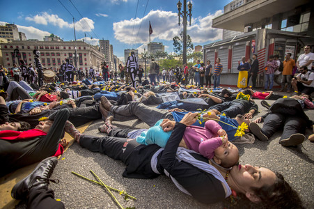 Demonstration gegen Sparmaßnahmen im Kulturbereich in Sao Paulo