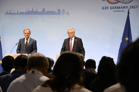 EU-Pressekonferenz auf dem G20-Gipfel in Hamburg
