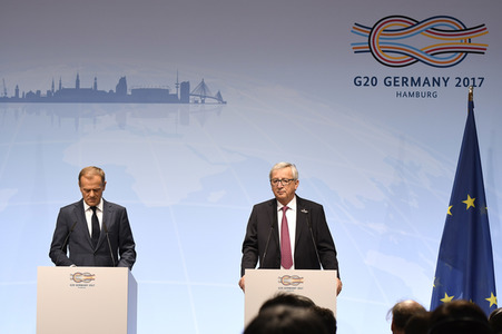 EU-Pressekonferenz auf dem G20-Gipfel in Hamburg