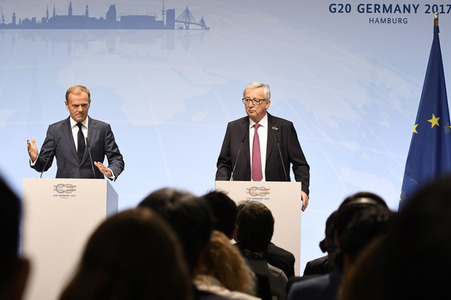 EU-Pressekonferenz auf dem G20-Gipfel in Hamburg