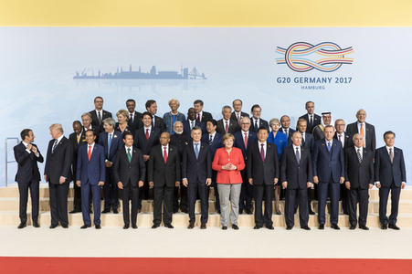 Familienfoto vom G20-Gipfel 2017 in Hamburg
