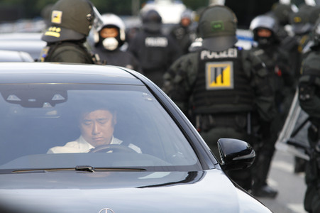 Wagenkolonnenblockade beim G20-Gipfel in Hamburg
