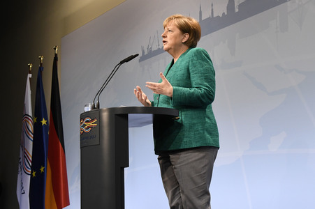 G20 Pressekonferenz von Angela Merkel in Hamburg