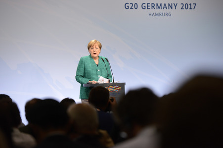 G20 Pressekonferenz von Angela Merkel in Hamburg