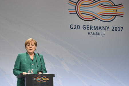 G20 Pressekonferenz von Angela Merkel in Hamburg