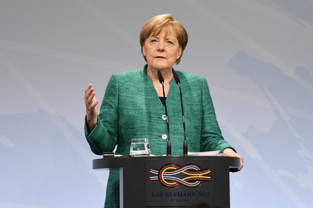 G20 Pressekonferenz von Angela Merkel in Hamburg