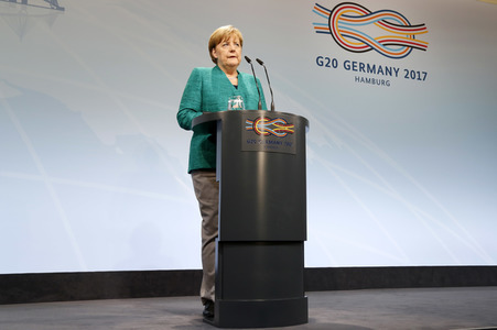 G20 Pressekonferenz von Angela Merkel in Hamburg