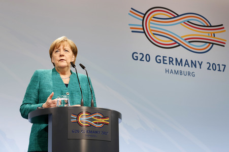 G20 Pressekonferenz von Angela Merkel in Hamburg