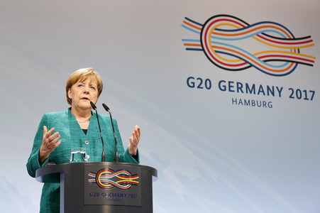 G20 Pressekonferenz von Angela Merkel in Hamburg