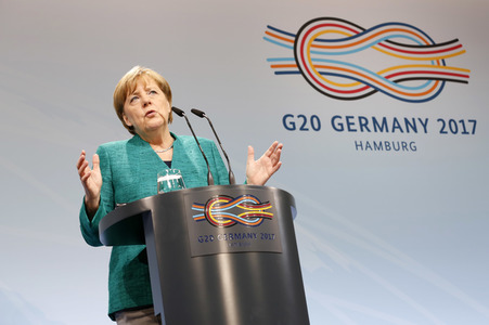 G20 Pressekonferenz von Angela Merkel in Hamburg