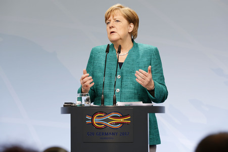 G20 Pressekonferenz von Angela Merkel in Hamburg