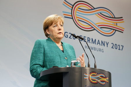 G20 Pressekonferenz von Angela Merkel in Hamburg