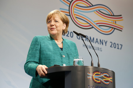 G20 Pressekonferenz von Angela Merkel in Hamburg