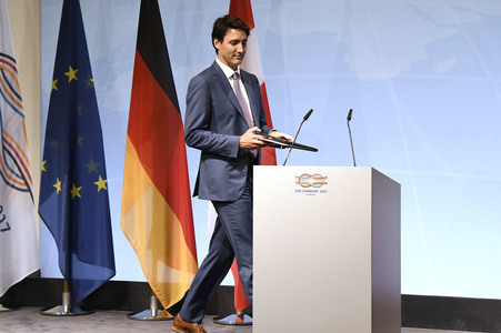 G20 Pressekonferenz von Justin Trudeau in Hamburg