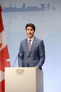 G20 Pressekonferenz von Justin Trudeau in Hamburg