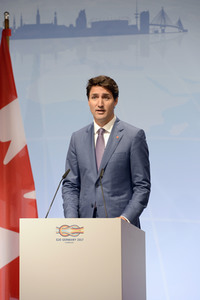 G20 Pressekonferenz von Justin Trudeau in Hamburg