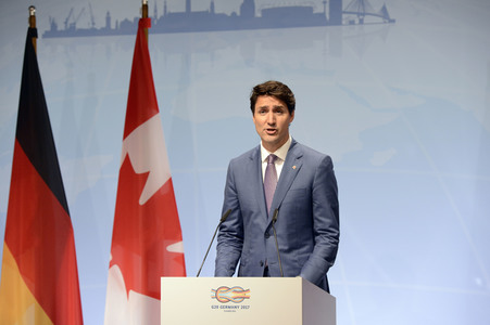 G20 Pressekonferenz von Justin Trudeau in Hamburg