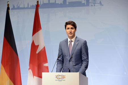 G20 Pressekonferenz von Justin Trudeau in Hamburg