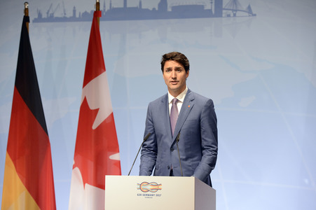 G20 Pressekonferenz von Justin Trudeau in Hamburg