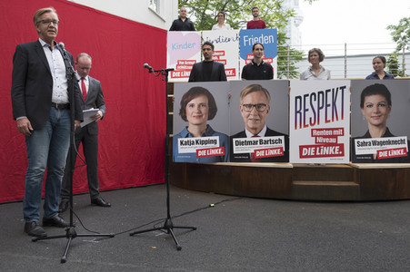 Vorstellung der Bundestagswahlplakte der Linken in Berlin