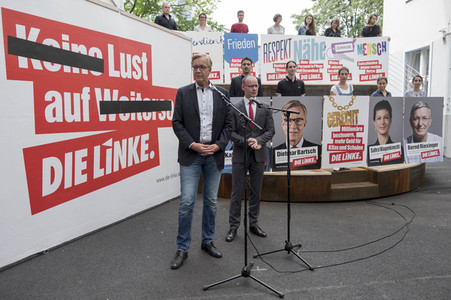 Vorstellung der Bundestagswahlplakte der Linken in Berlin