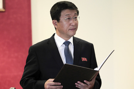 Pressekonferenz mit Kim Hyok Chol in Madrid
