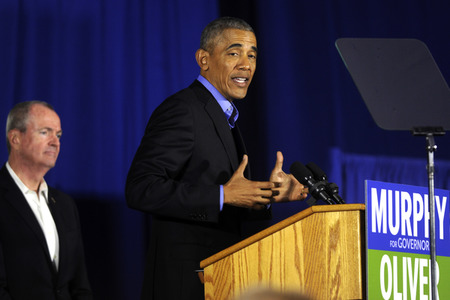 Barack Obama auf einer Wahlkampfveranstaltung in Newark