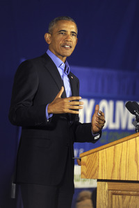 Barack Obama auf einer Wahlkampfveranstaltung in Newark