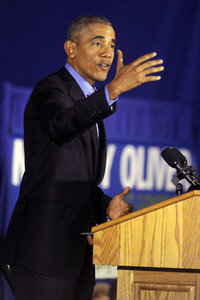Barack Obama auf einer Wahlkampfveranstaltung in Newark