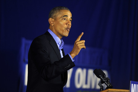 Barack Obama auf einer Wahlkampfveranstaltung in Newark