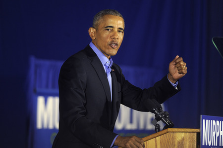 Barack Obama auf einer Wahlkampfveranstaltung in Newark